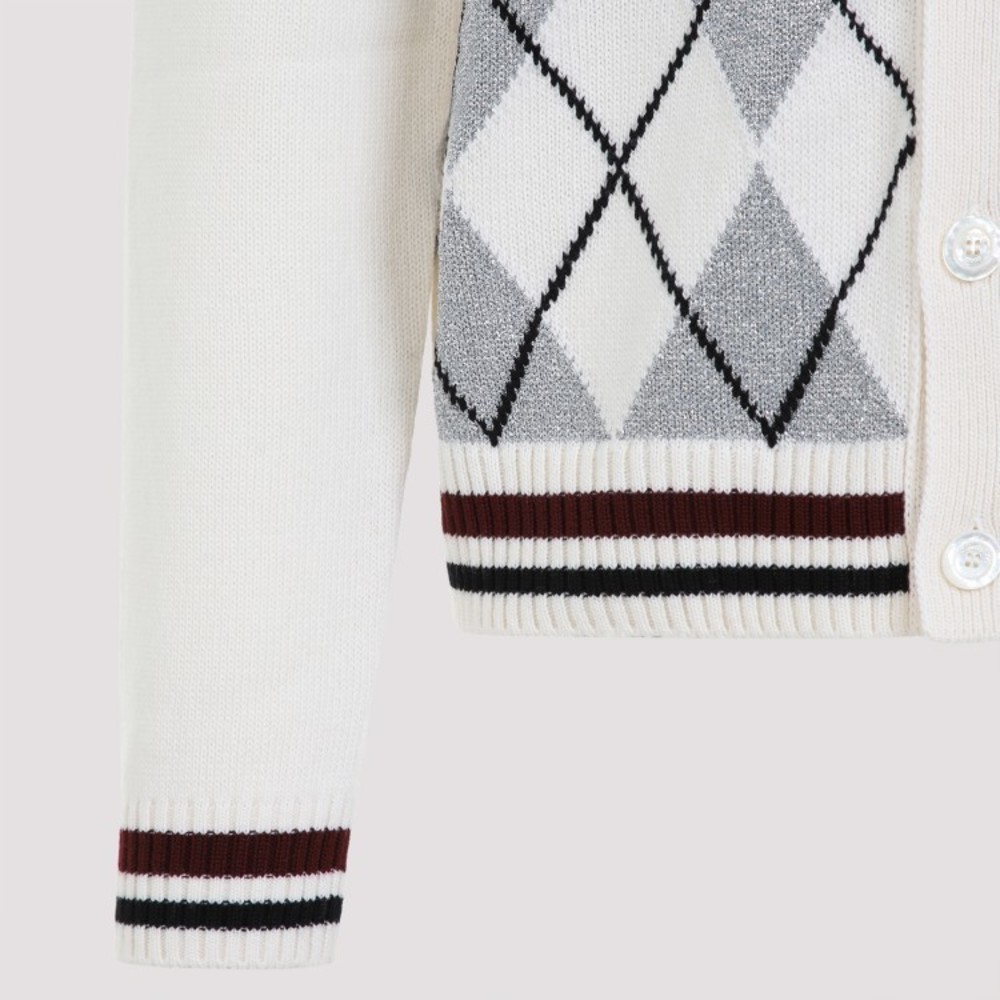Gucci Argyle Lurex White And Silver Wool Cardigan - NWT - Picture 3 of 4